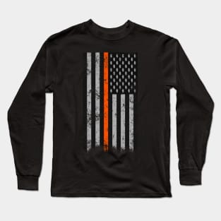 Halloween Thin Orange Line Flag Bats Long Sleeve T-Shirt